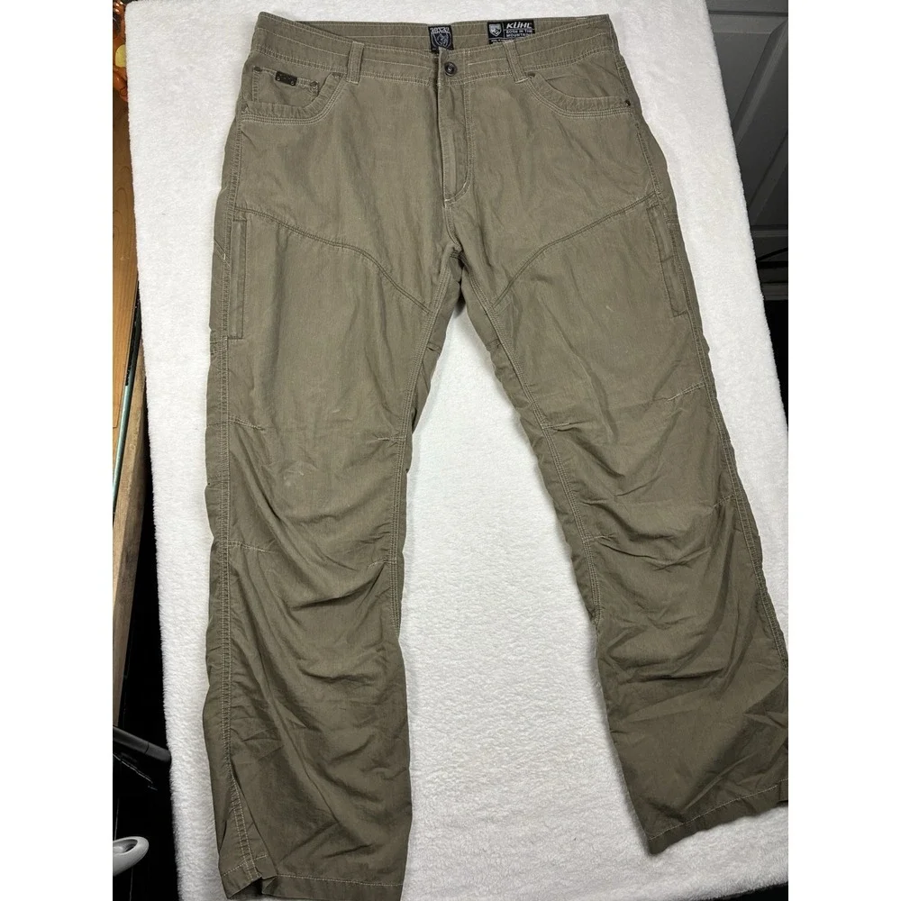 KÜHL Men's Khaki Outdoor Pants 38x32 Hiking Tactical Workwear Cotton Nylon